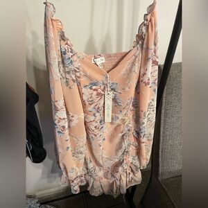 She and Sky Floral Peach Dress